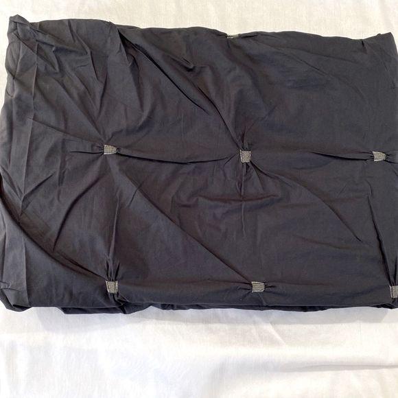 INK+IVY Masie Elastic Embroidered Gray Cotton FULL QUEEN Duvet Cover Set 3pc - Picture 8 of 10